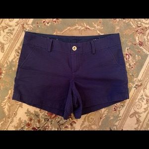 Lilly Pulitzer Navy Textured Cotton Blend Shorts